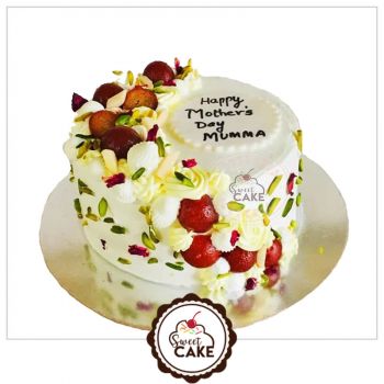 Eggless Gulab Jamun Pista Cake