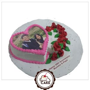 Double Heart Shpae Photo Cake