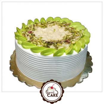 Eggless Rabri Pista Cake